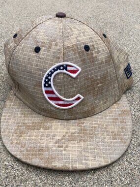 Vintage THE GAME PRO C Logo USA Flag Fitted Hat Men's LG Camo Cap